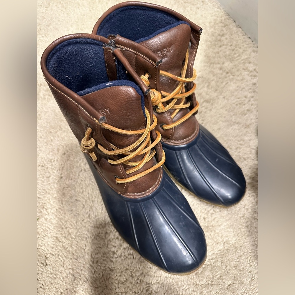 Sperry Men's Brown and Blue Duck Boots